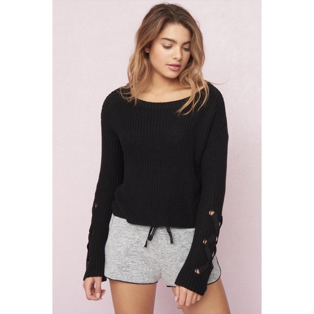 NWT Garage Laced Cuff Sweater in Black